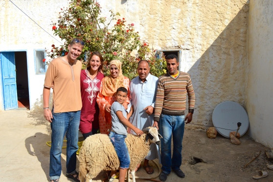 Our host family with the sheep that would soon be sacrificed for the biggest Muslim holiday of the year.